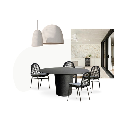 Curve Dining Table +  Sarai Tropic - Blk