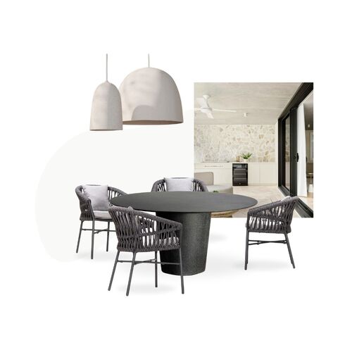 Curve Dining Table + Mila Armchair - Blk