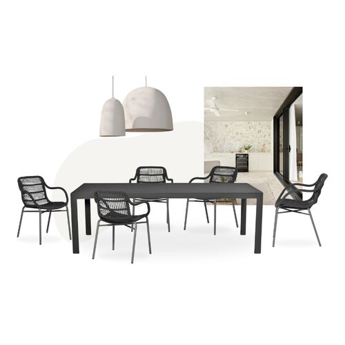 Ios Dining Table + Tiah Armchair - Blk