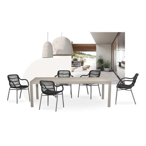 Ios Dining Table + Tiah Armchair - Taupe 