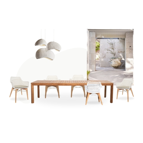 Karosa Dining Table + Maxum Armchair - White