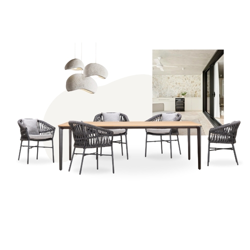 Marco Dining Table + Mila Armchair - Blk