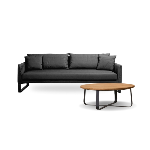 Amani Sofa + Dena Teak Top Coffee Table - Blk