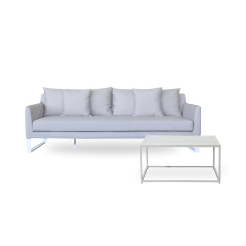 Amani Sofa + Riva Coffee Table - White